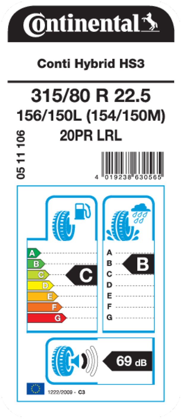 Conti Hybrid HS3 - EU Tire Label Conti Hybrid HS3 - EU Tire Label