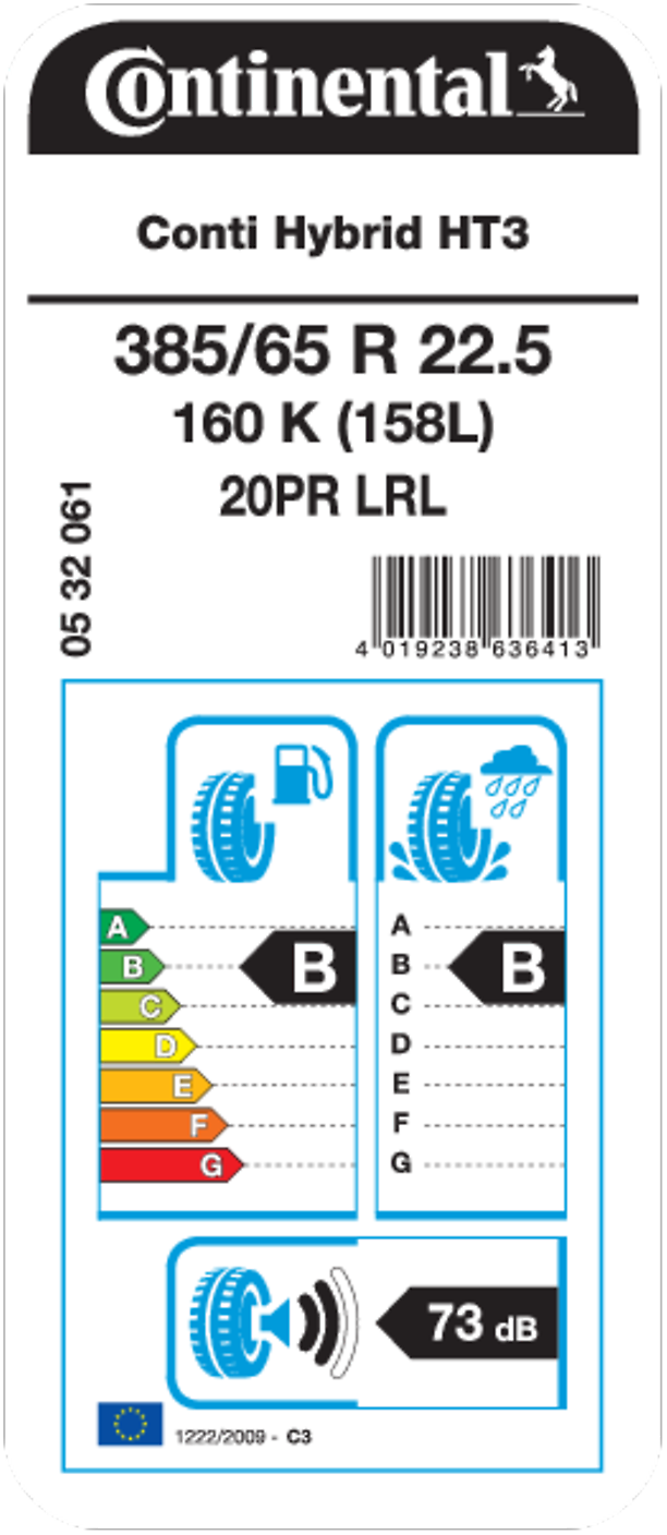 Conti Hybrid HT 3 22.5 - EU Tire Label Conti Hybrid HT 3 22.5 - EU Tire Label